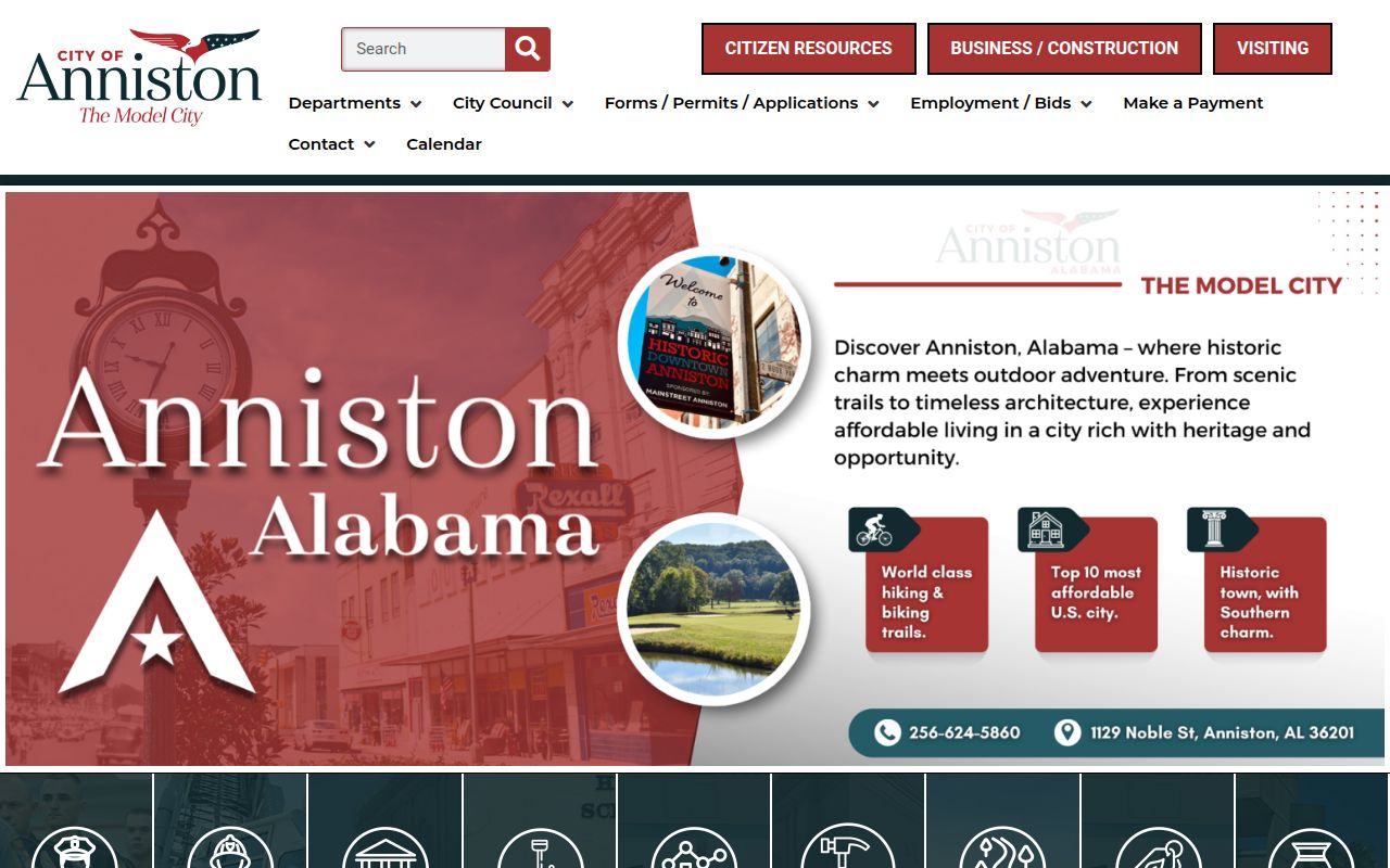 Anniston city website homepage
