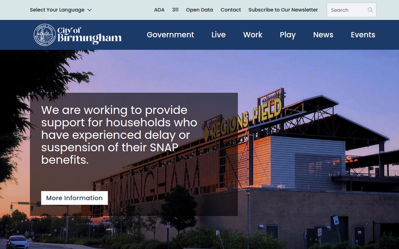 Birmingham city website homepage