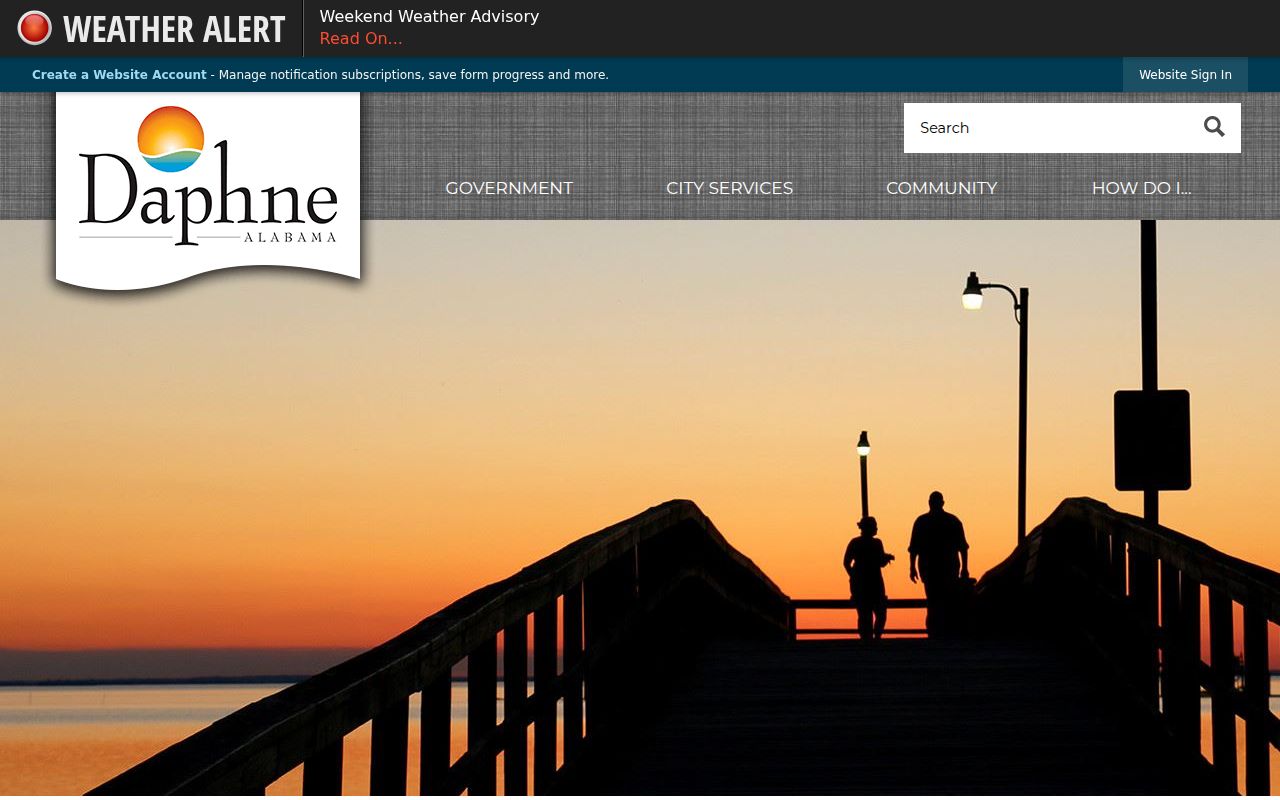 Daphne city website homepage