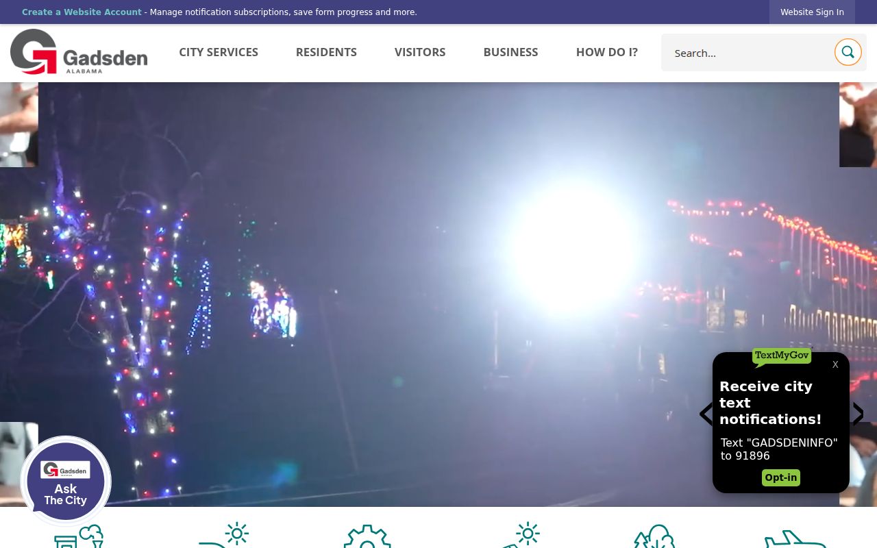 Gadsden city website homepage