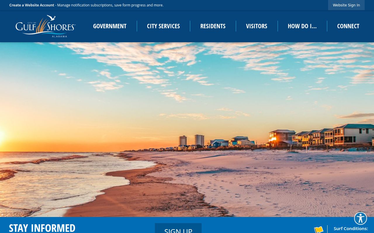 Gulf Shores city website homepage