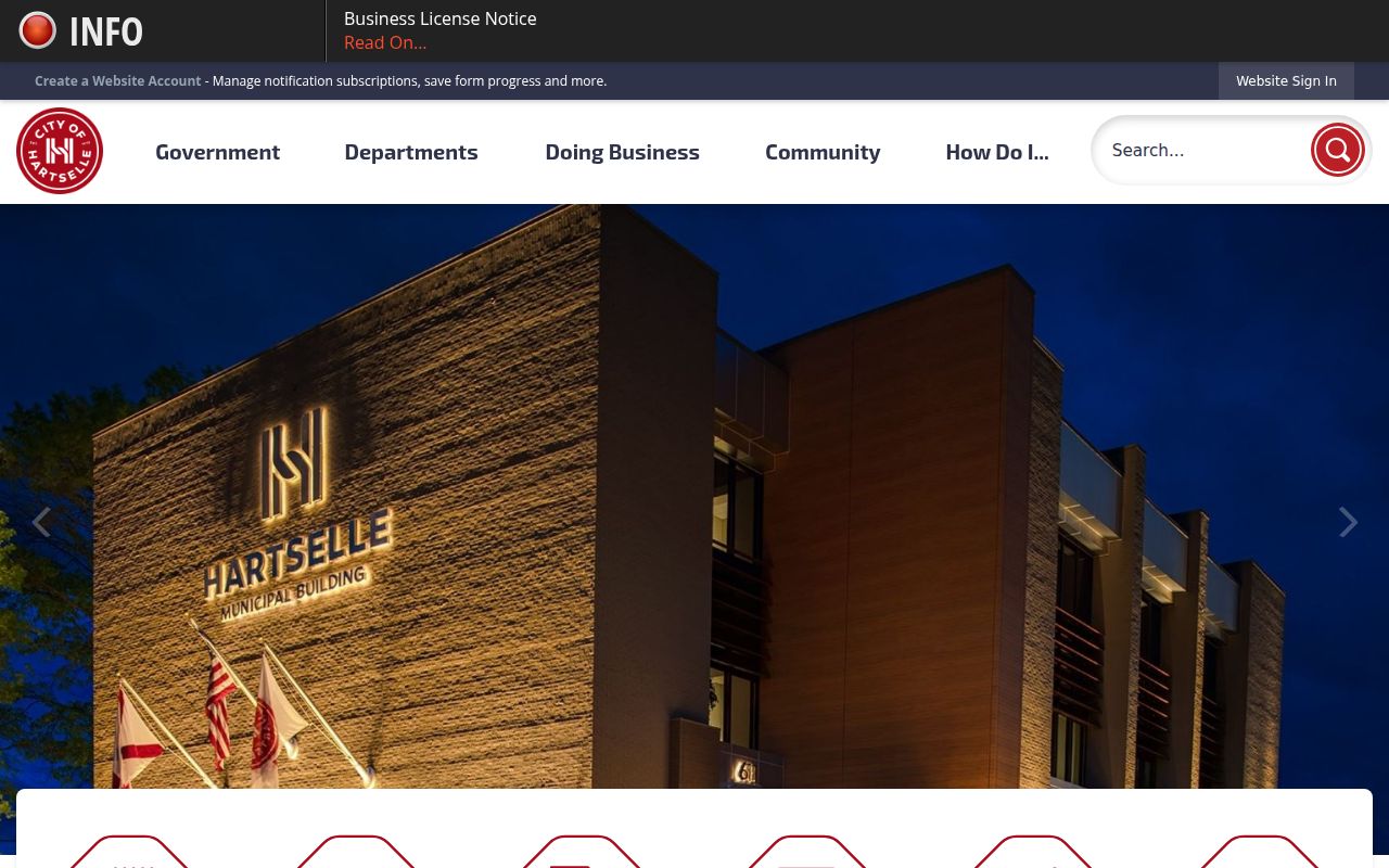 Hartselle city website homepage