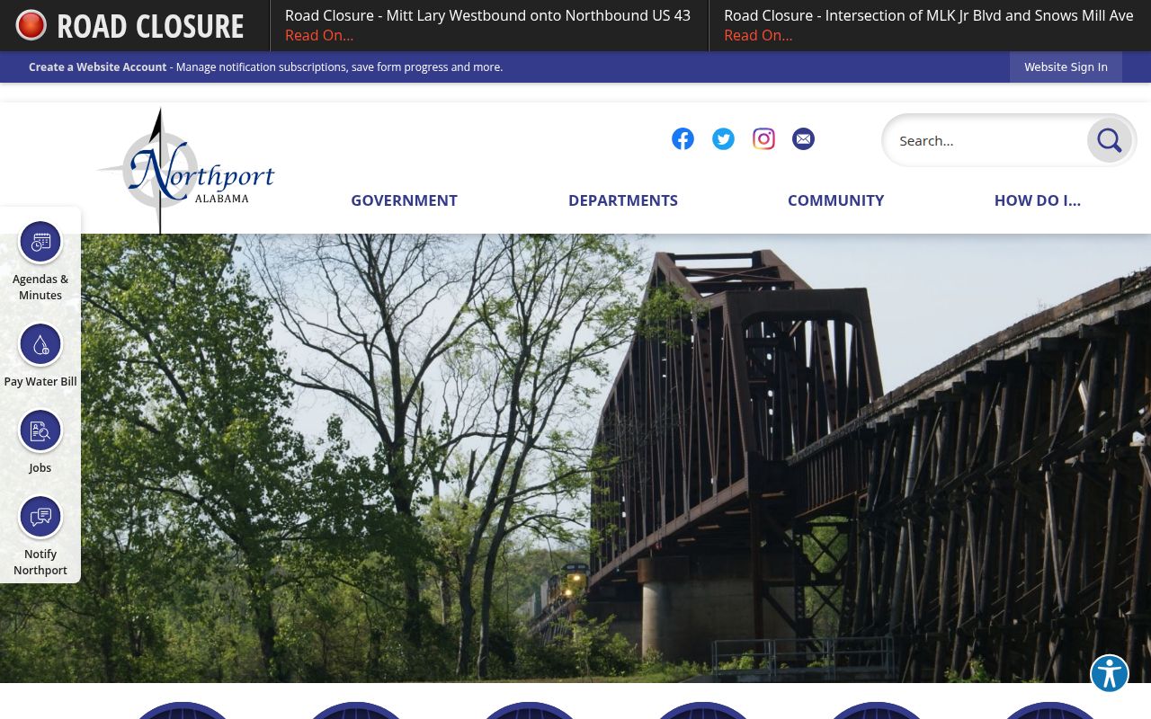 Northport city website homepage