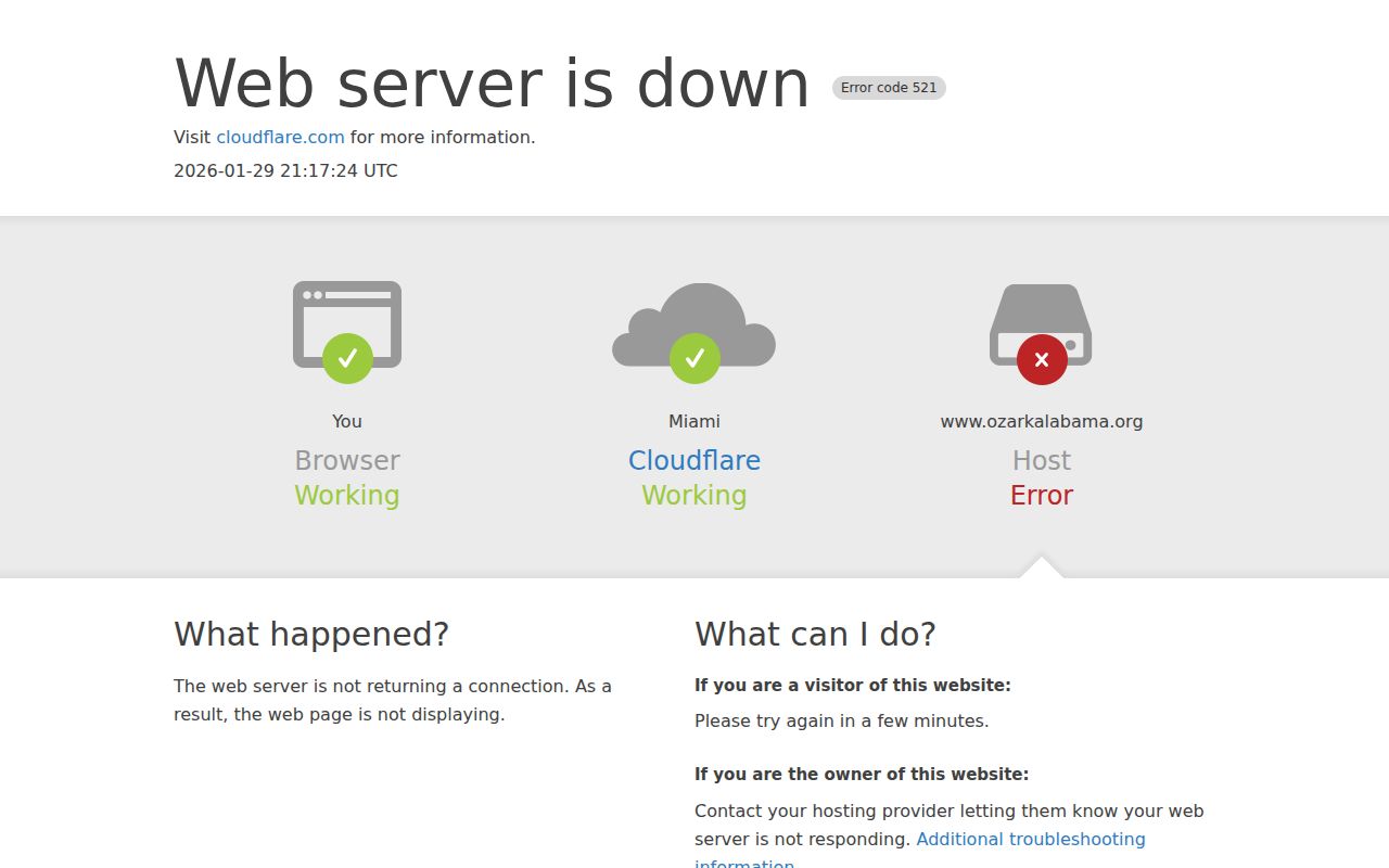 Ozark city website homepage