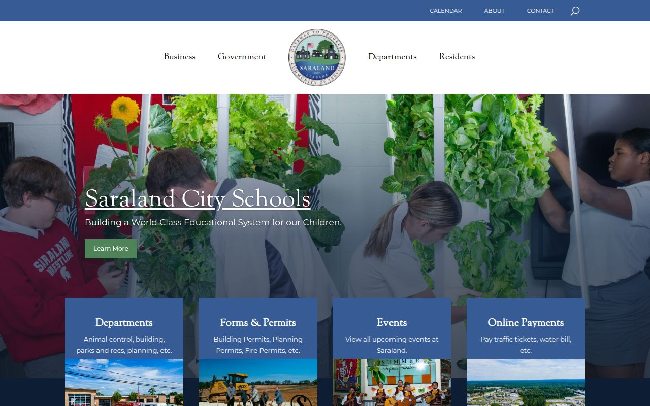 Saraland city website homepage