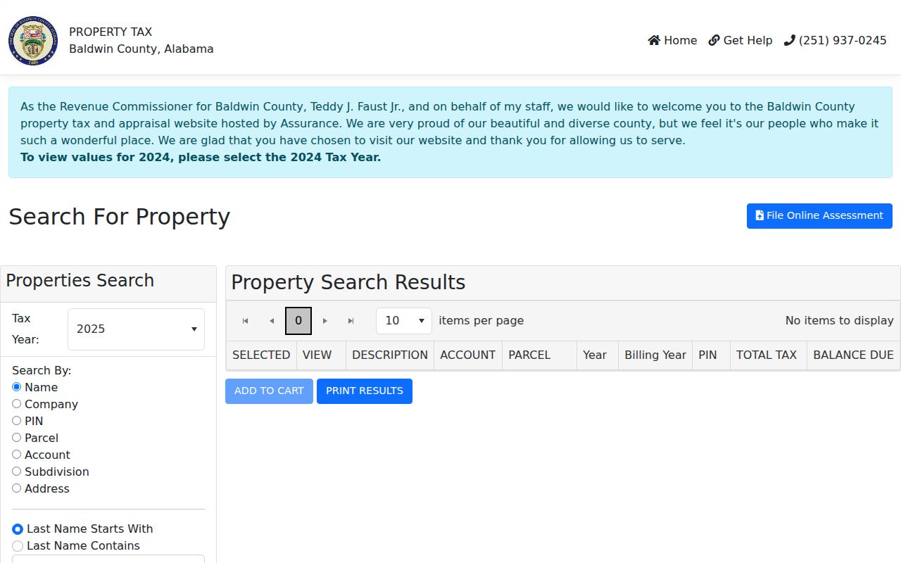 Baldwin County property search portal