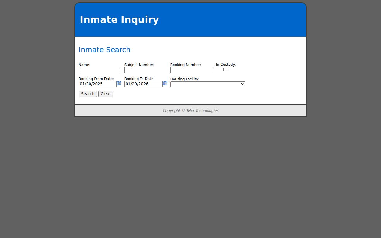 Jefferson County Sheriff inmate inquiry system