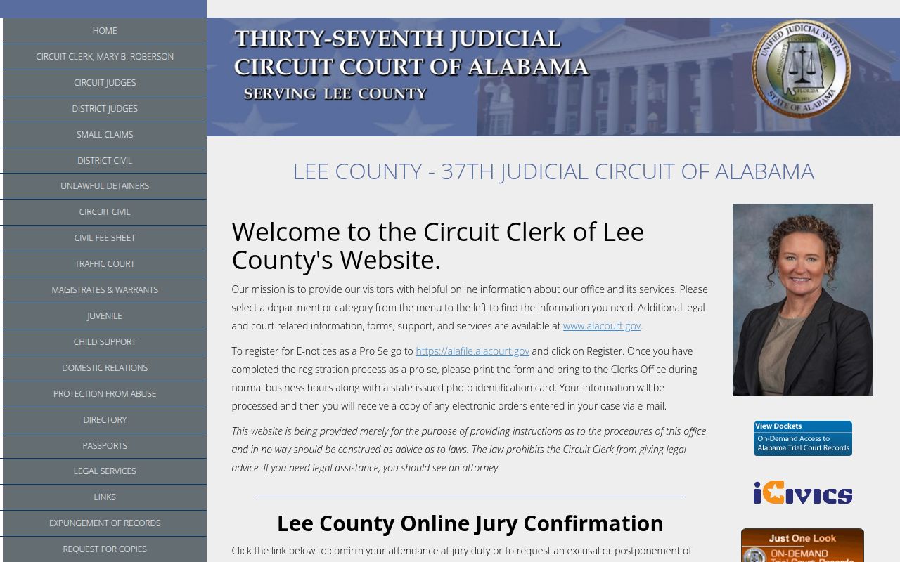 Lee County Circuit Court website