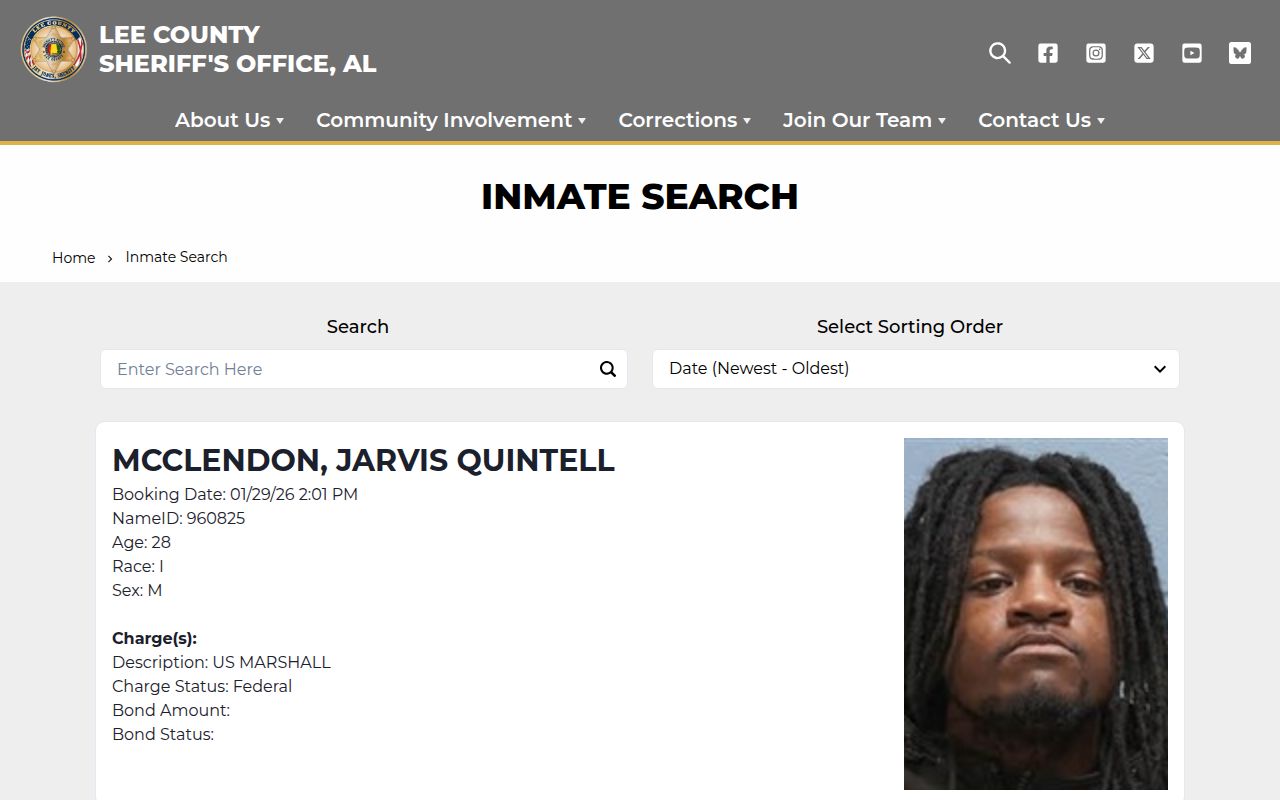 Lee County jail inmate roster