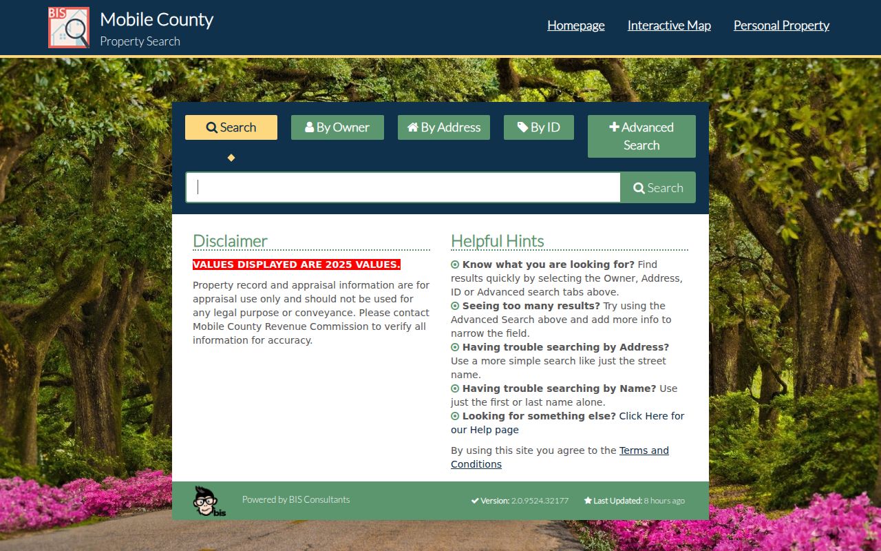 Mobile County property tax search portal
