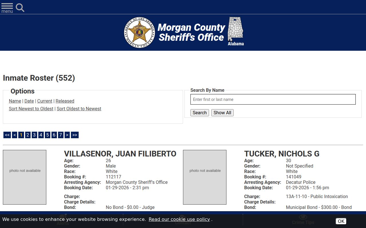 Morgan County jail inmate roster