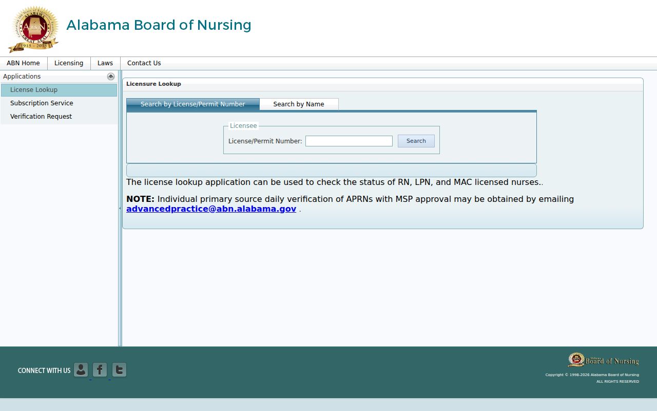 Alabama nursing license lookup