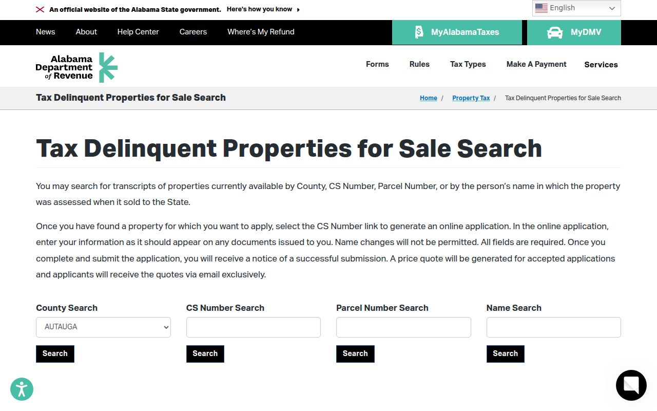 Alabama tax delinquent property search