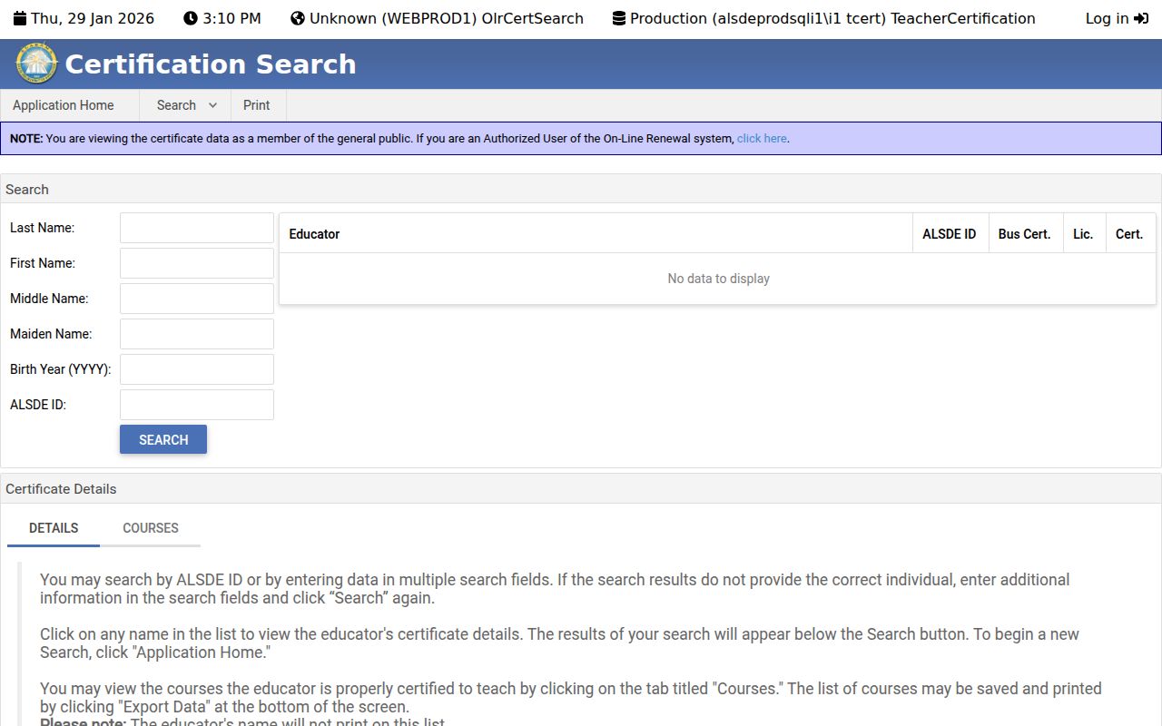 Alabama teacher certification lookup