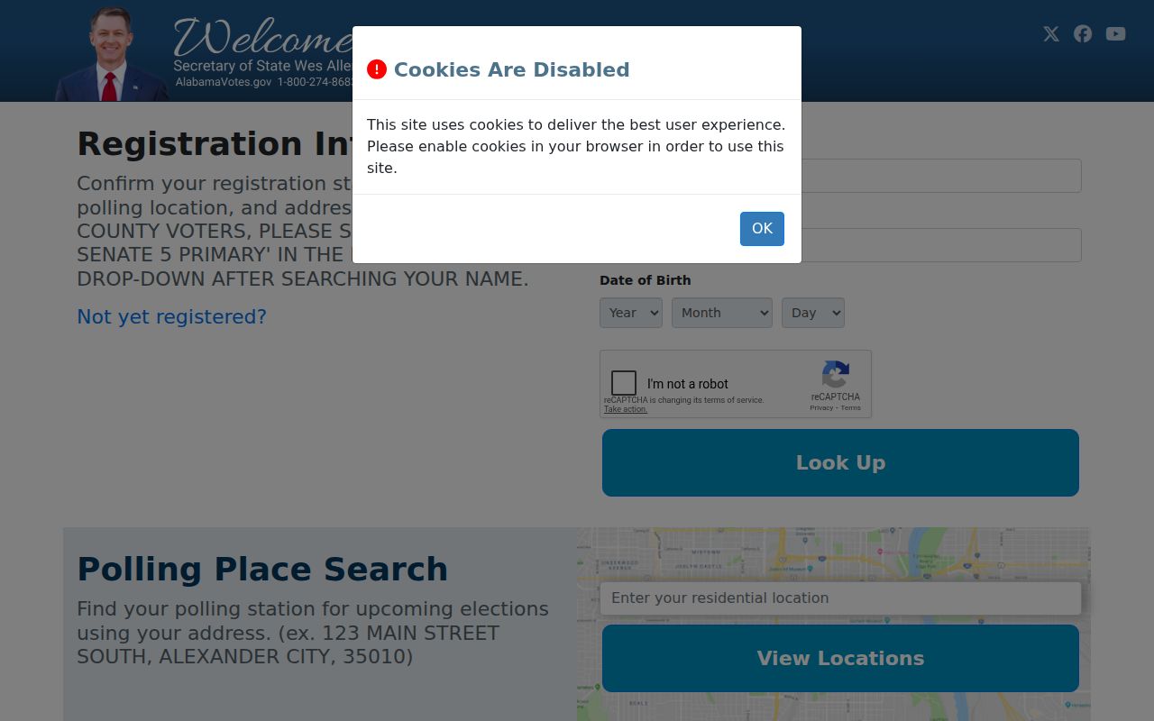 Alabama voter registration search portal
